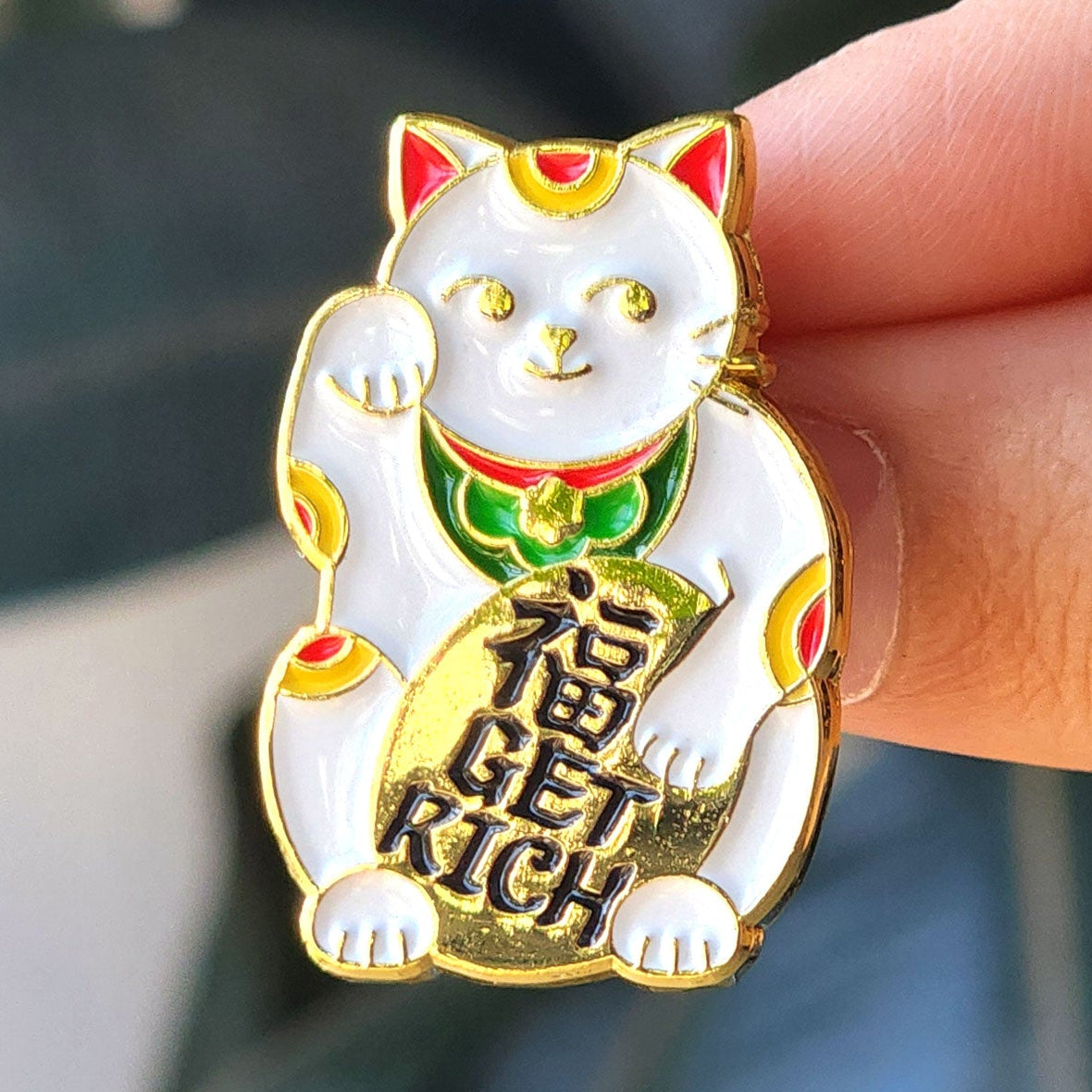 Lucky Cat Get Rich Enamel Pin
