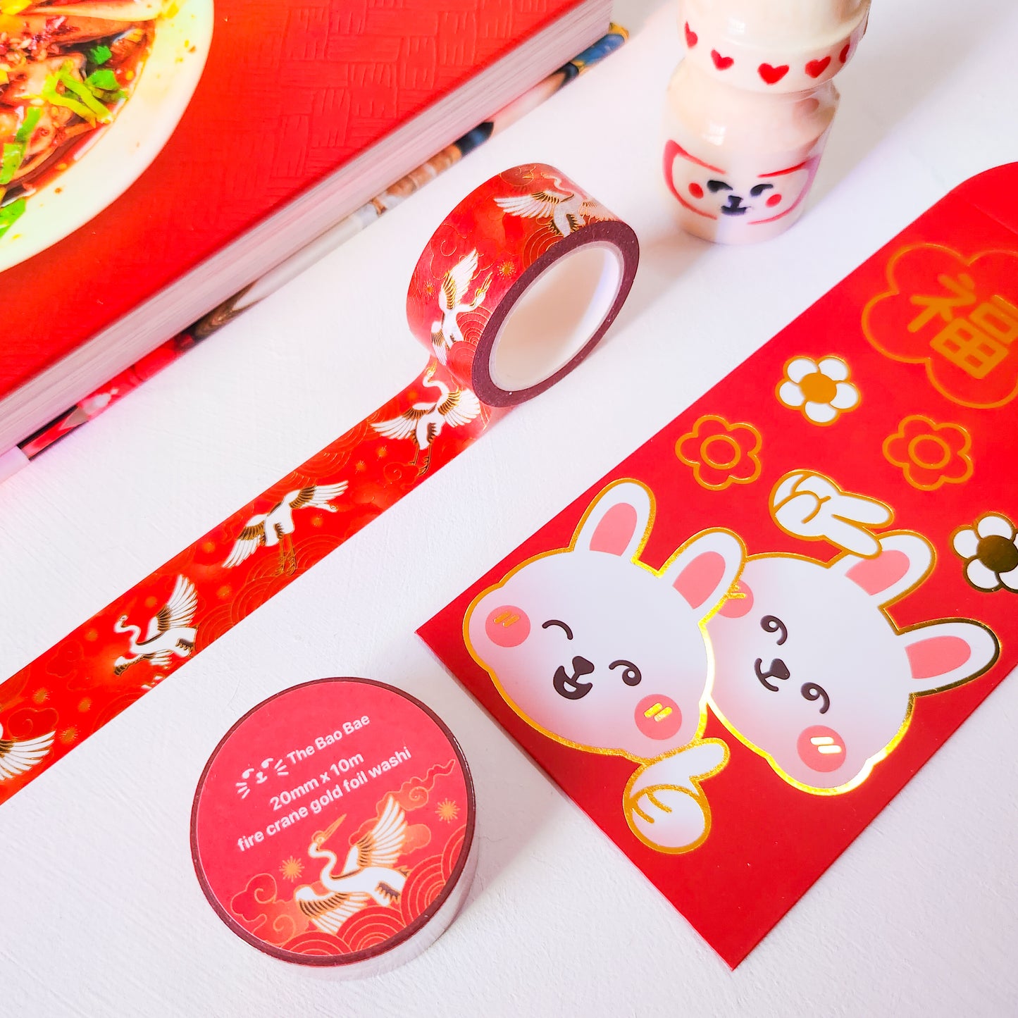 Fire Crane Gold Foil Washi Tape