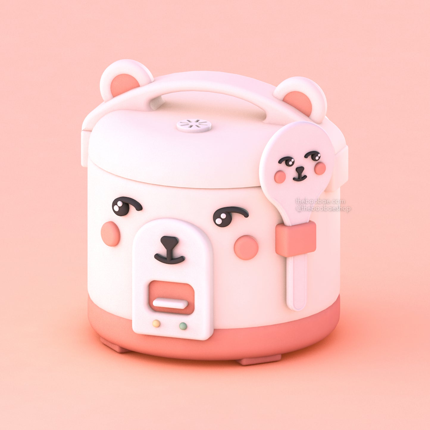 3D Bear-y Cute Rice Cooker 5" Print