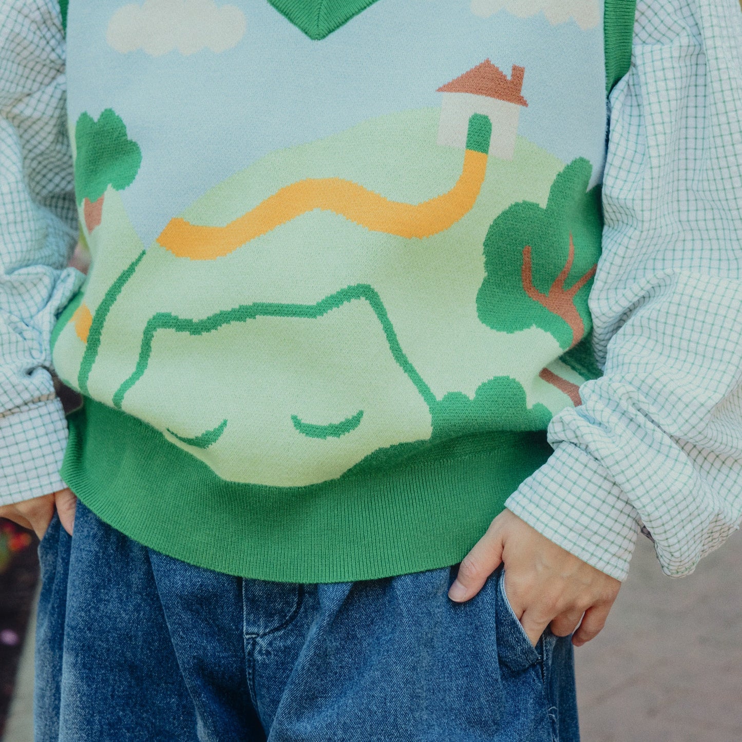 Cat Hills Knit Sweater Vest