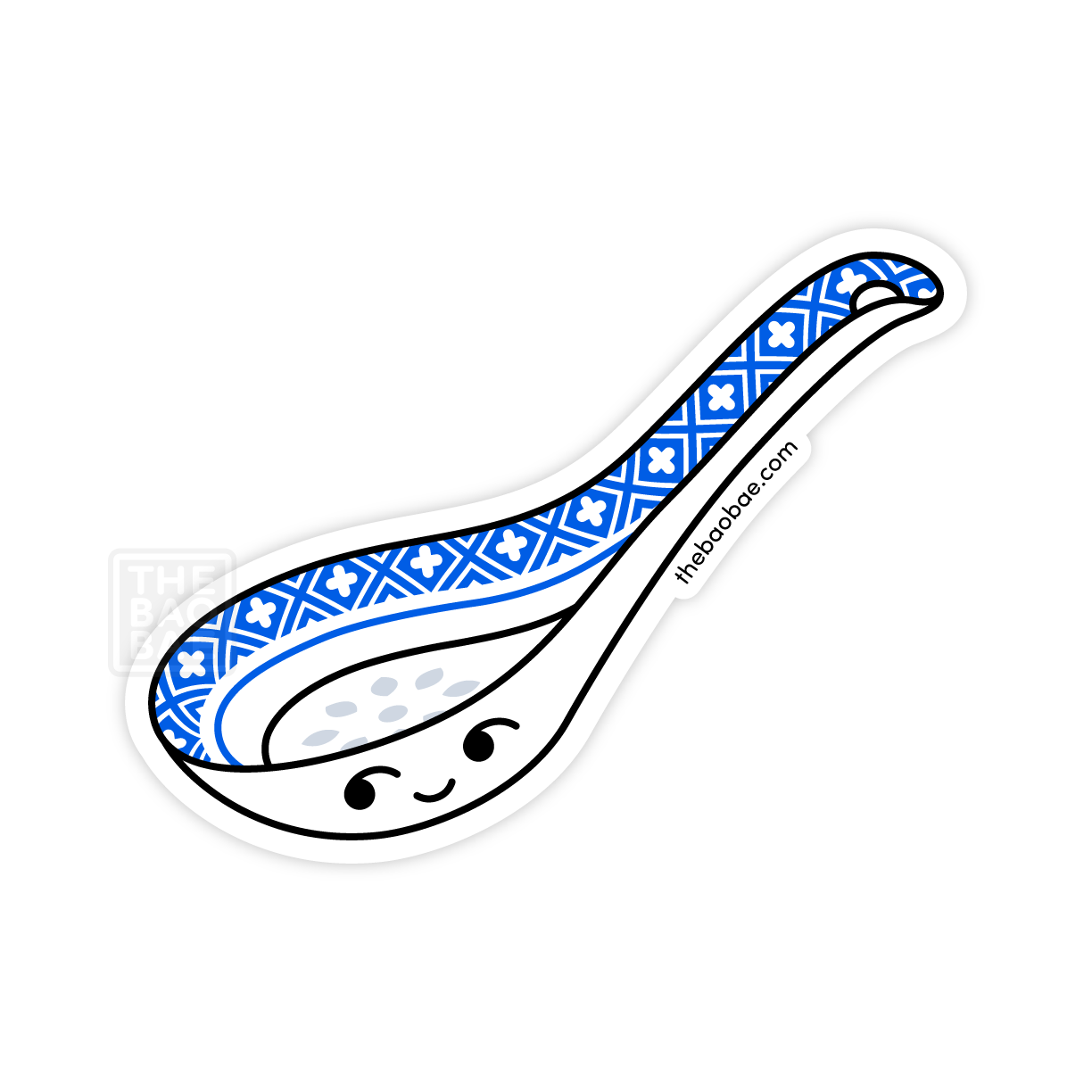 Soup Spoon Blue and White Porcelain Sticker