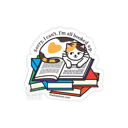 All Booked Up Cat Sticker
