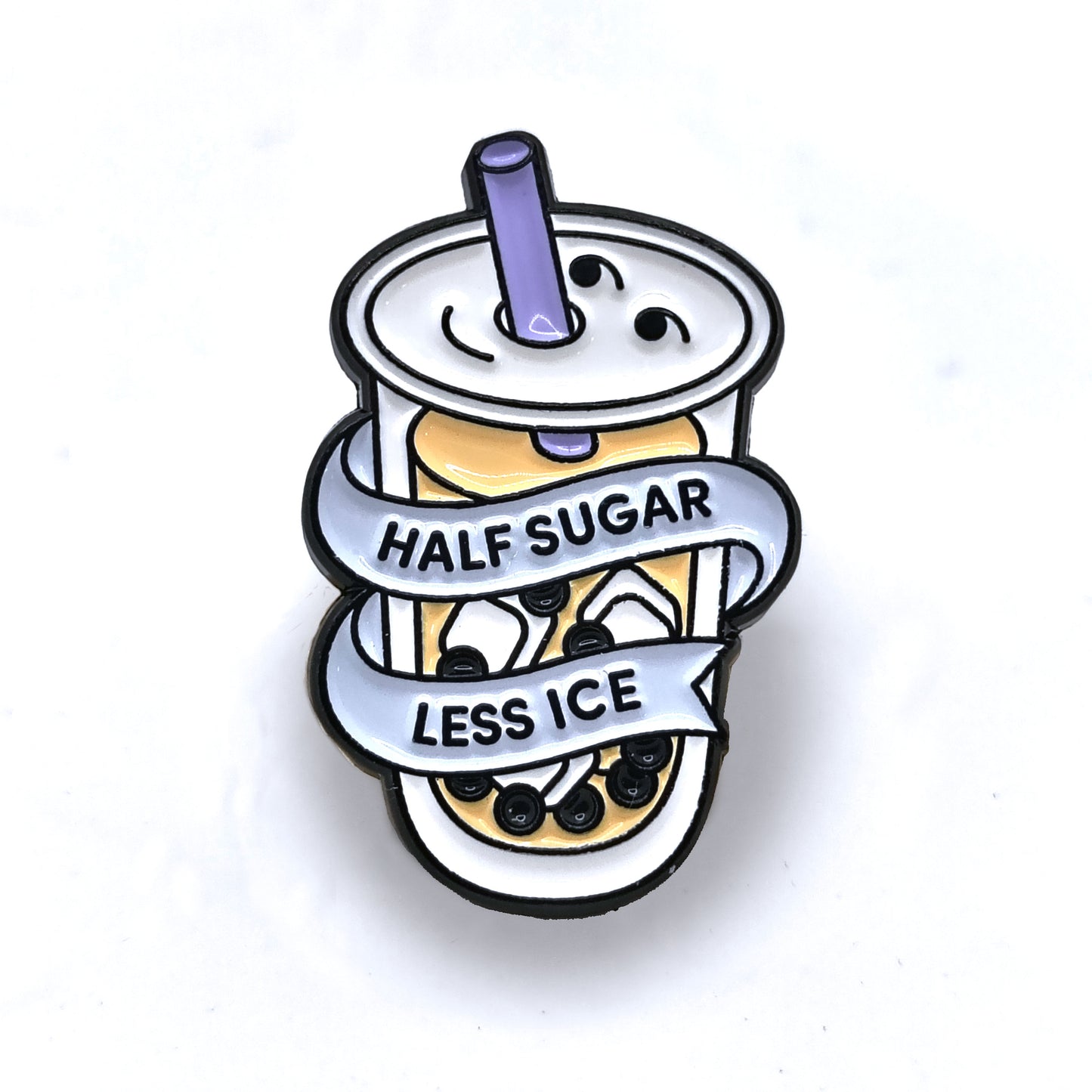 Boba Bubble Tea Half Sugar Less Ice Pin