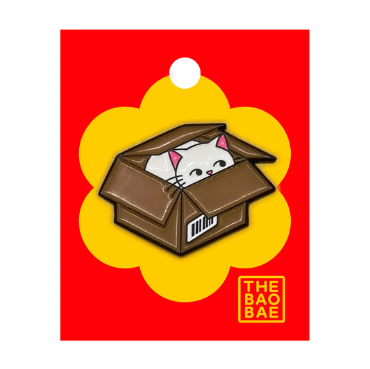 Cardboard Box Cat Pin
