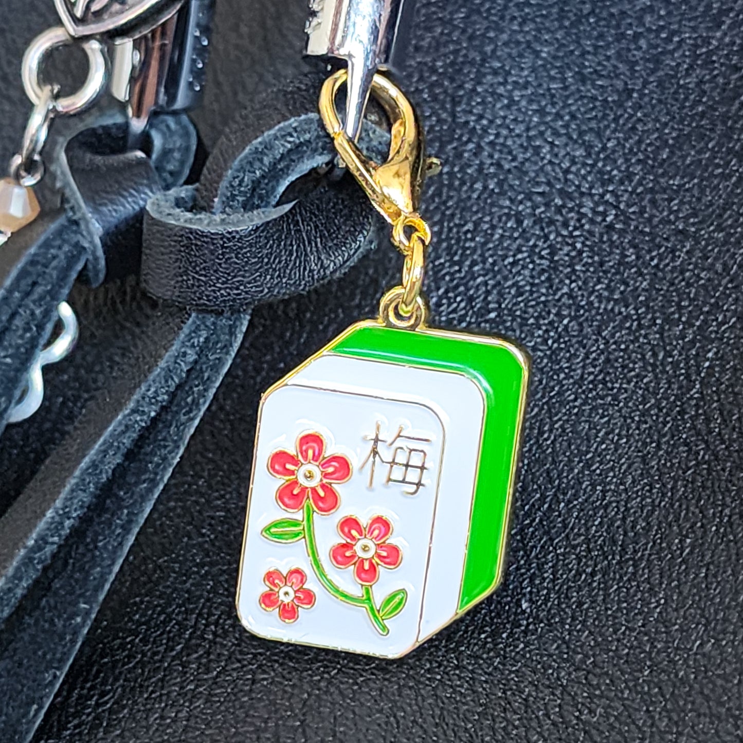 Mahjong Flower Plum Enamel Charm