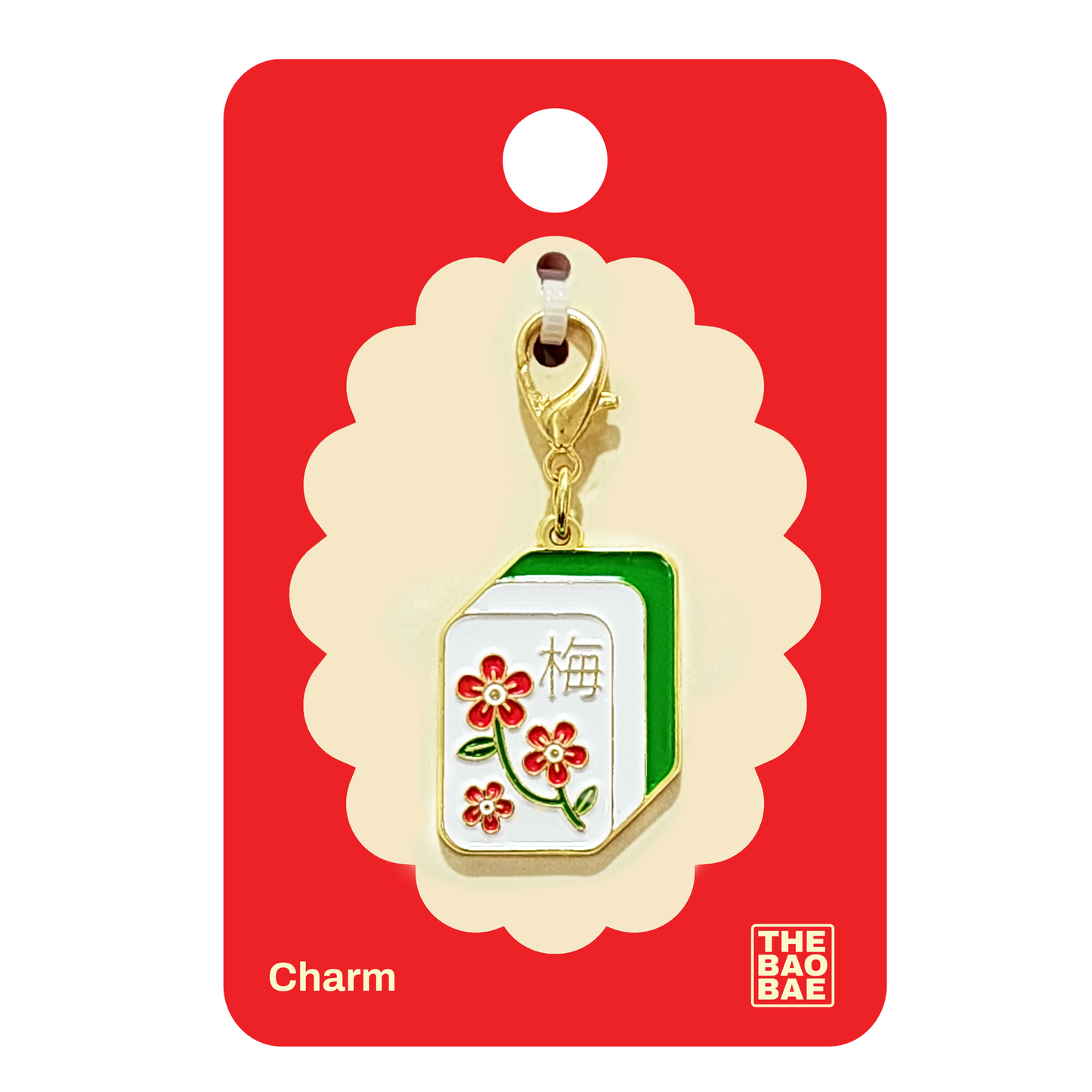 Mahjong Flower Plum Enamel Charm