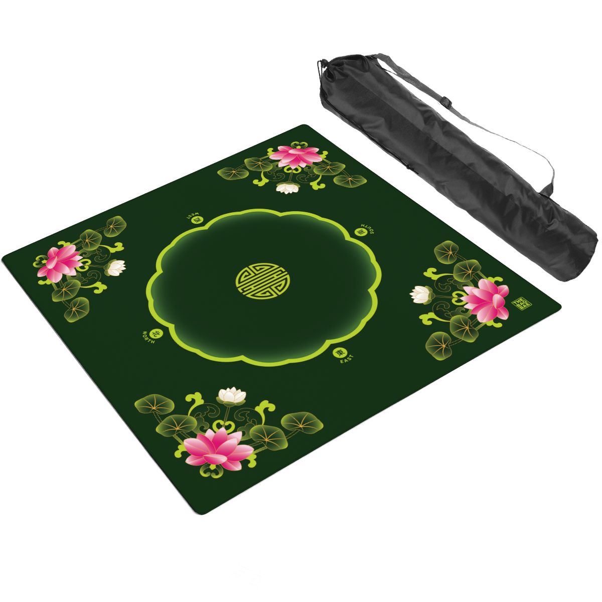 Lotus Pond Dark Green Mahjong Mat