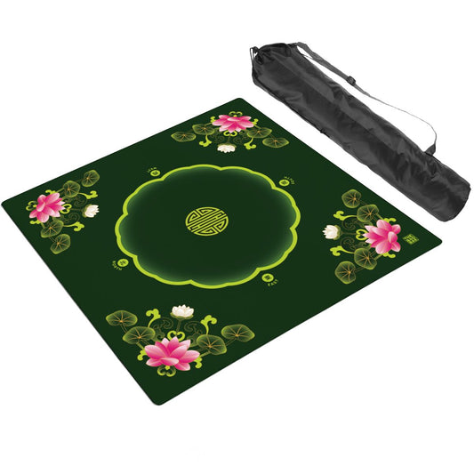 Lotus Pond Dark Green Mahjong Mat