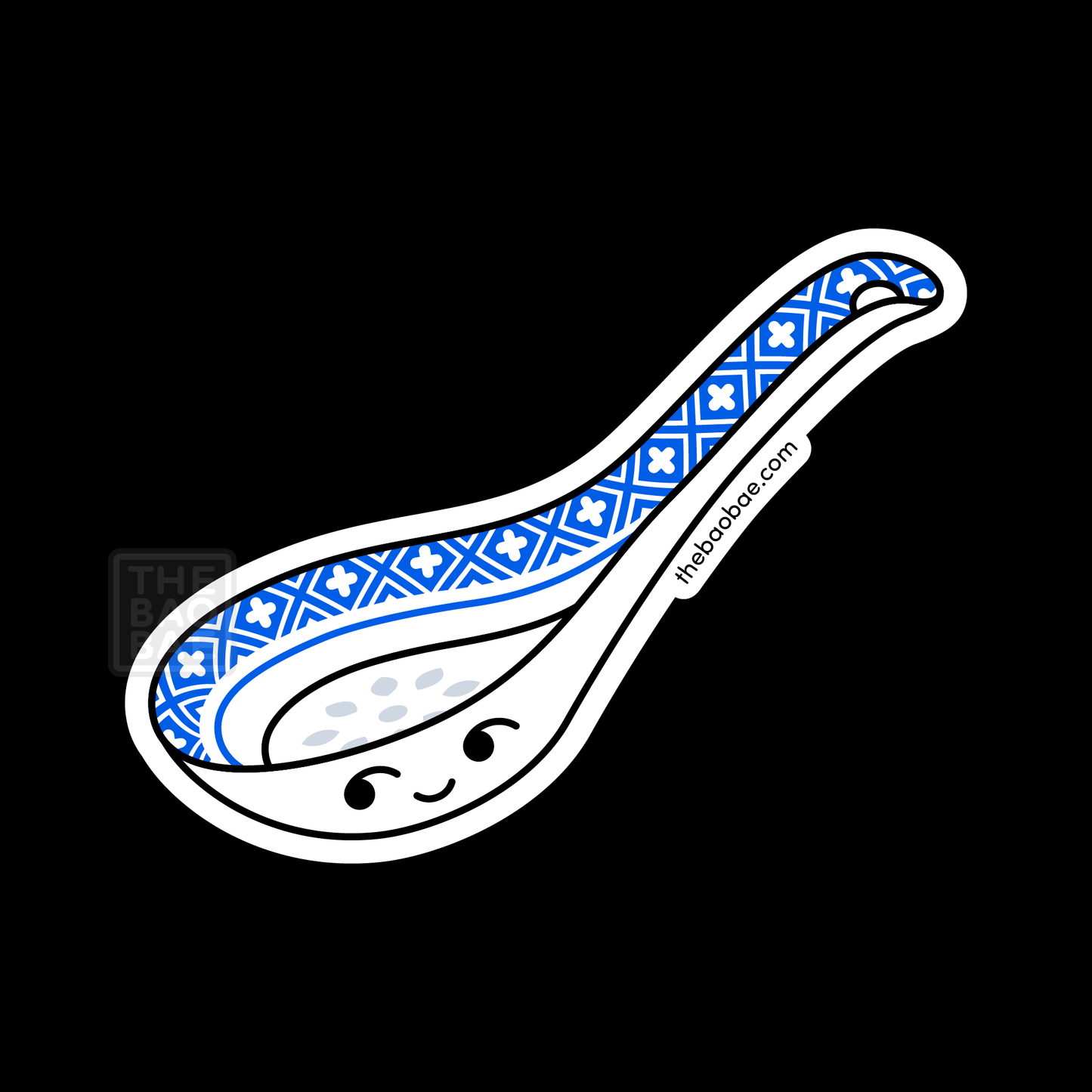 Soup Spoon Blue and White Porcelain Sticker