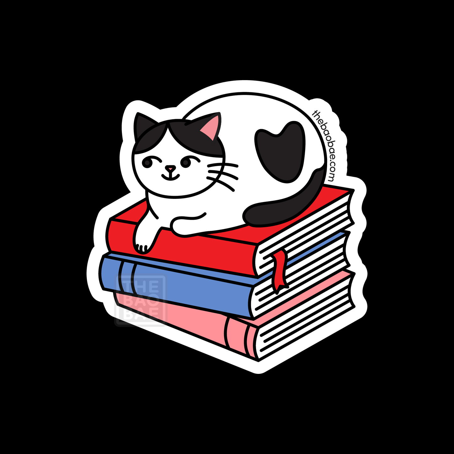 Stack of Books Cat Sticker