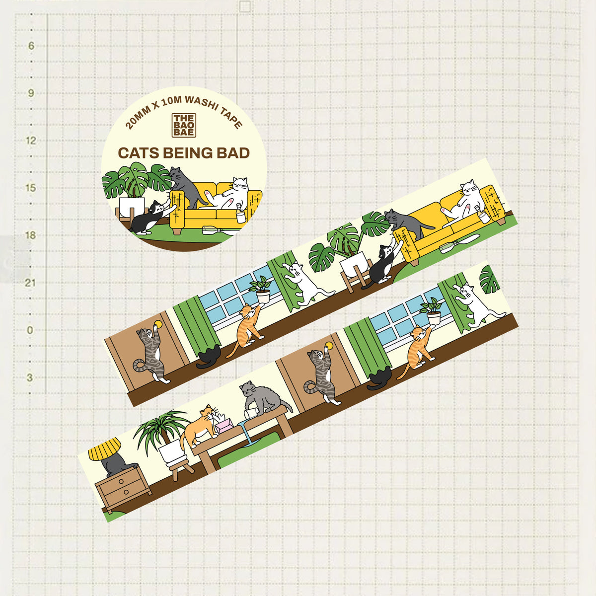 Cats Being Bad Washi Tape