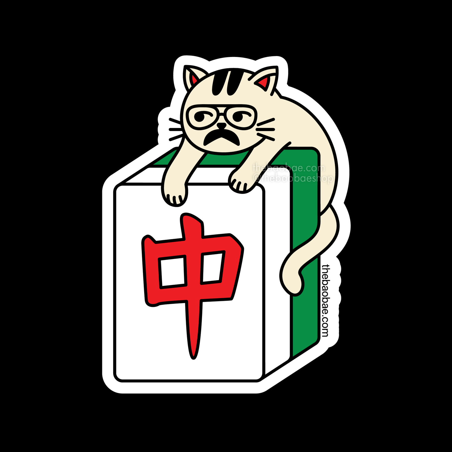 Mahjong Uncle Cat Sticker