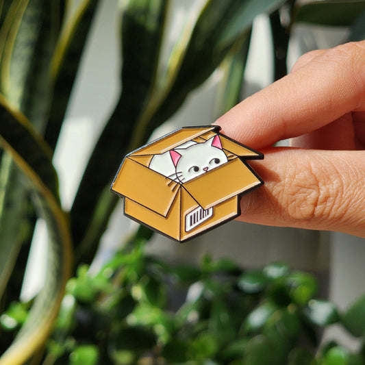 Cardboard Box Cat Pin
