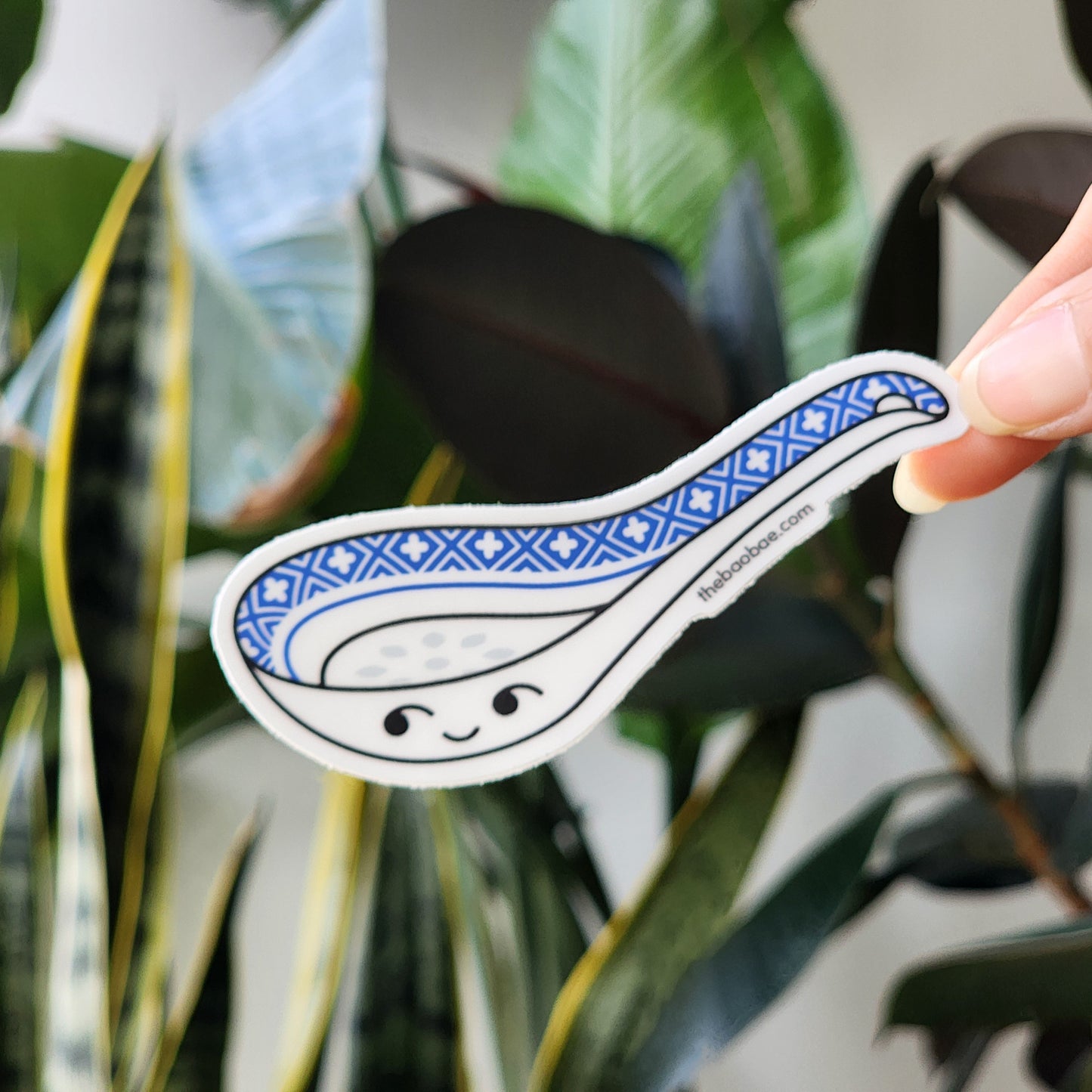 Soup Spoon Blue and White Porcelain Sticker
