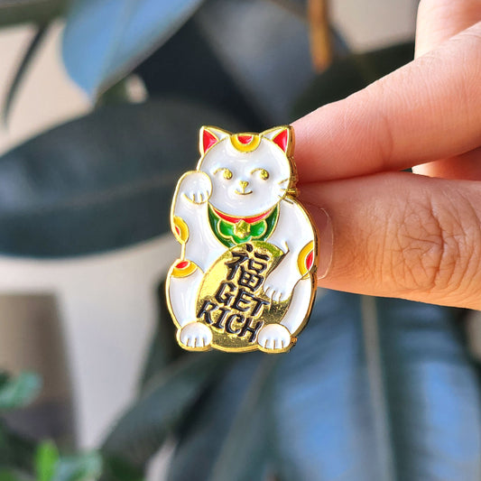 Lucky Cat Get Rich Enamel Pin