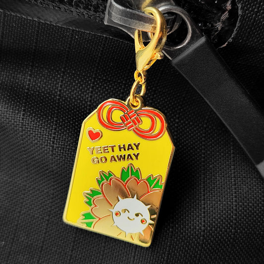 Yeet Hay Go Away Chrysanthemum Tea Enamel Charm