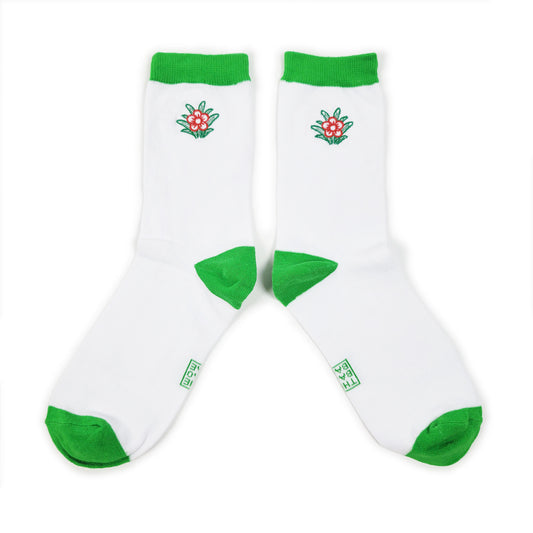 Mahjong Flower Embroidery Crew Socks