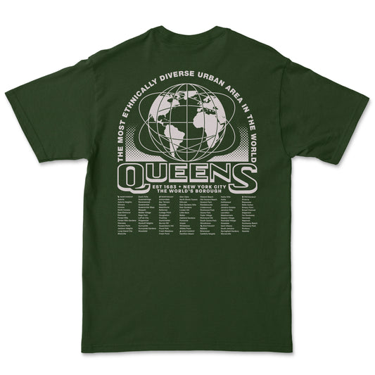 Queens NYC Diversity Short Sleeve T-Shirt Green