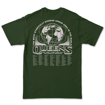 Queens NYC Diversity Short Sleeve T-Shirt Green