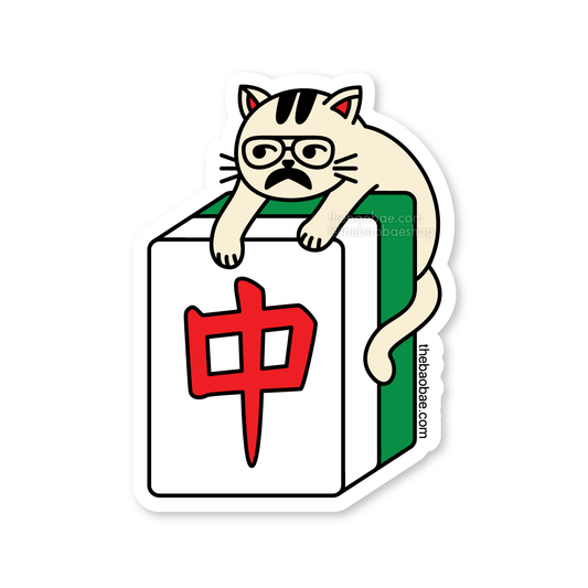 Mahjong Uncle Cat "Mao Sook Sook" Sticker