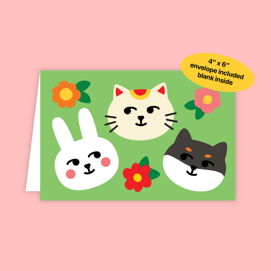Animal Flower Friends Greeting Cards