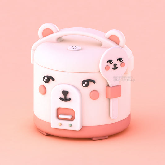 3D Bear-y Cute Rice Cooker 5" Print