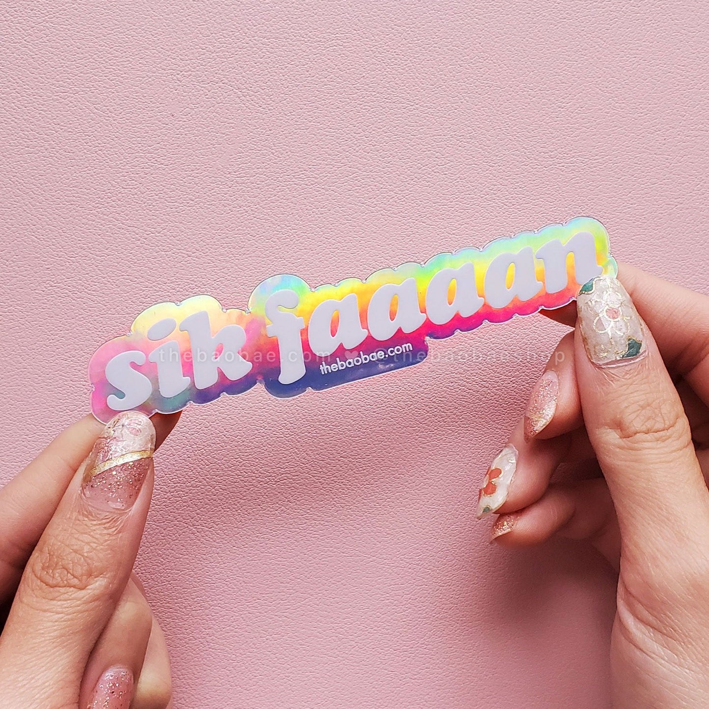 Sik Faan Eat Rice Holographic Sticker